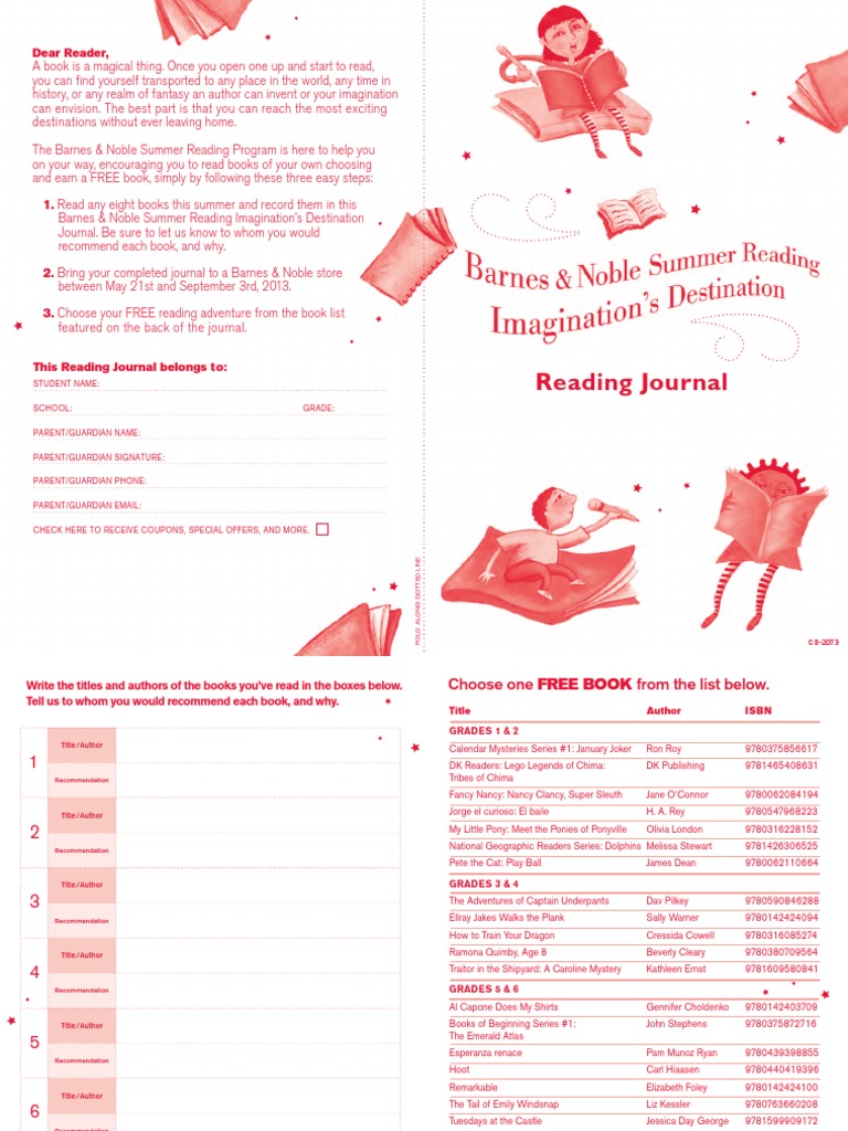 Summer Reading Journal Template | PDF | Barnes & Noble | Coupon