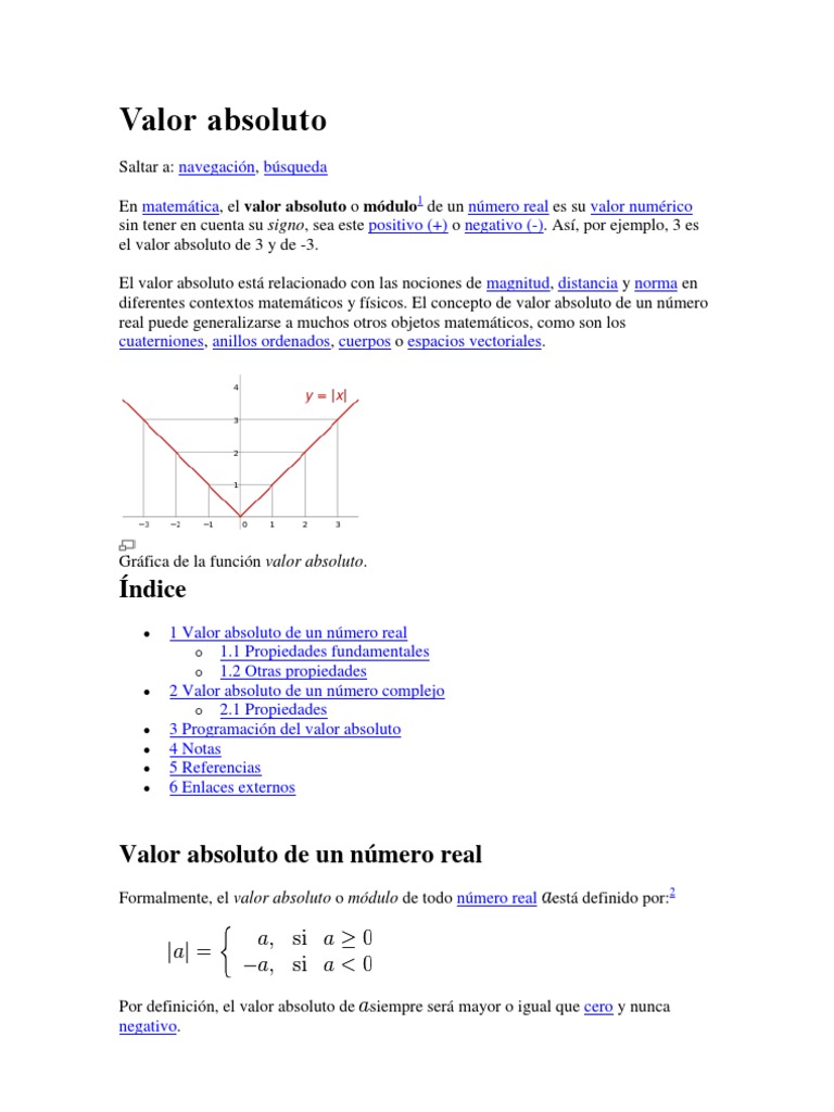 Definición y propiedades del valor absoluto | PDF | Objetos matemáticos ...
