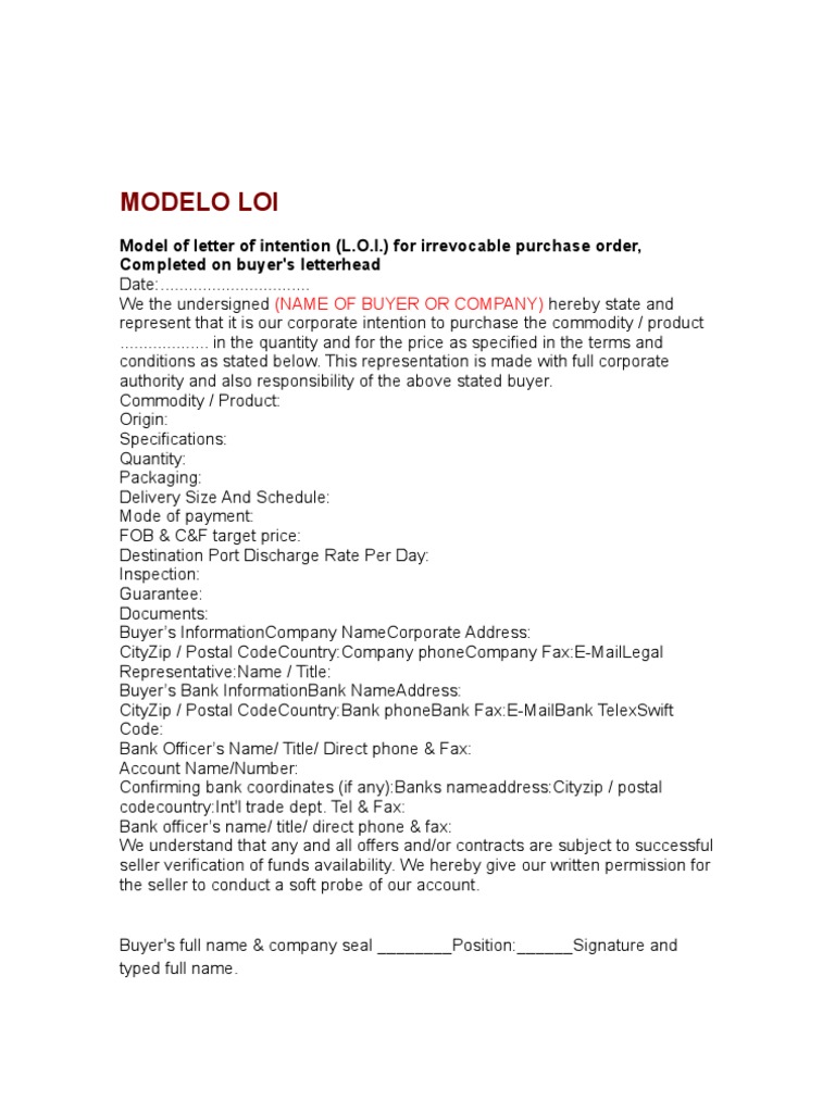 MODELO LOI