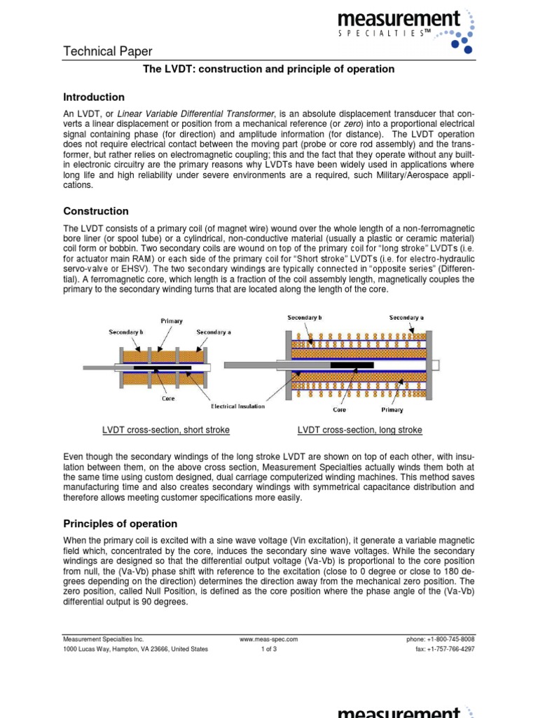 Principles of The LVDT | PDF | Transformer | Inductor
