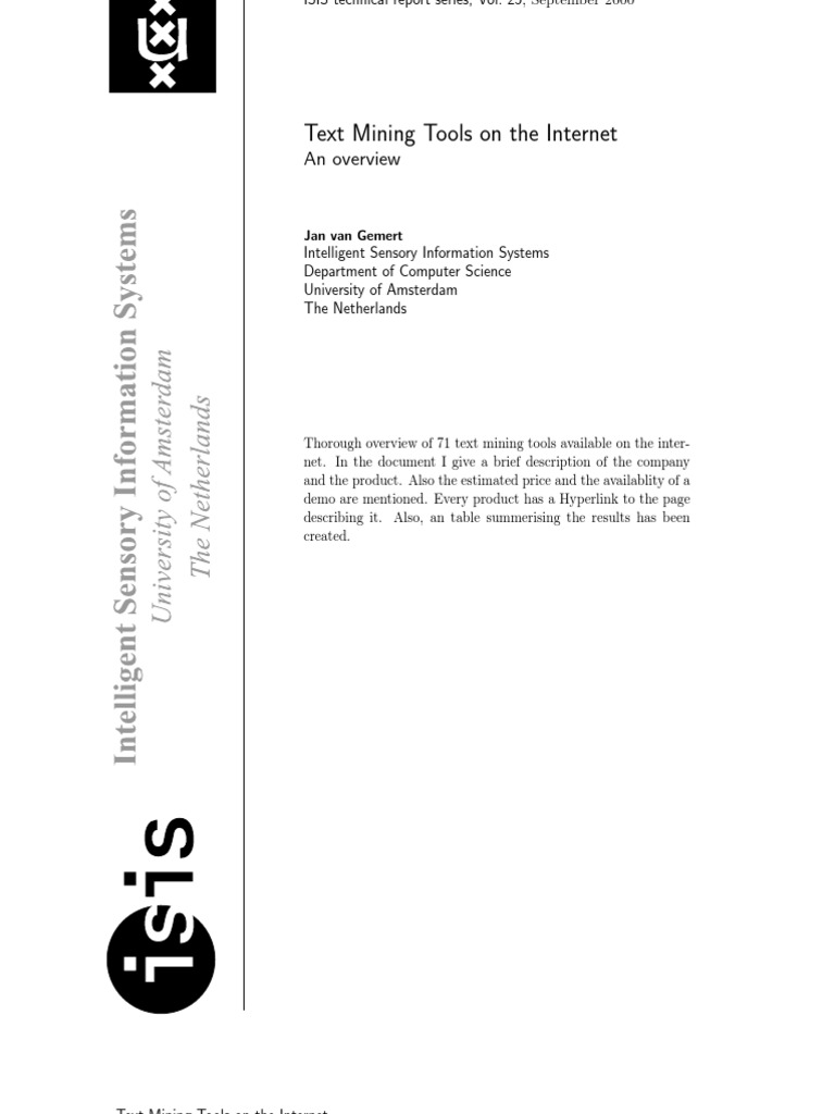 Overview of Text Mining Tools | PDF | Search Engine Indexing ...