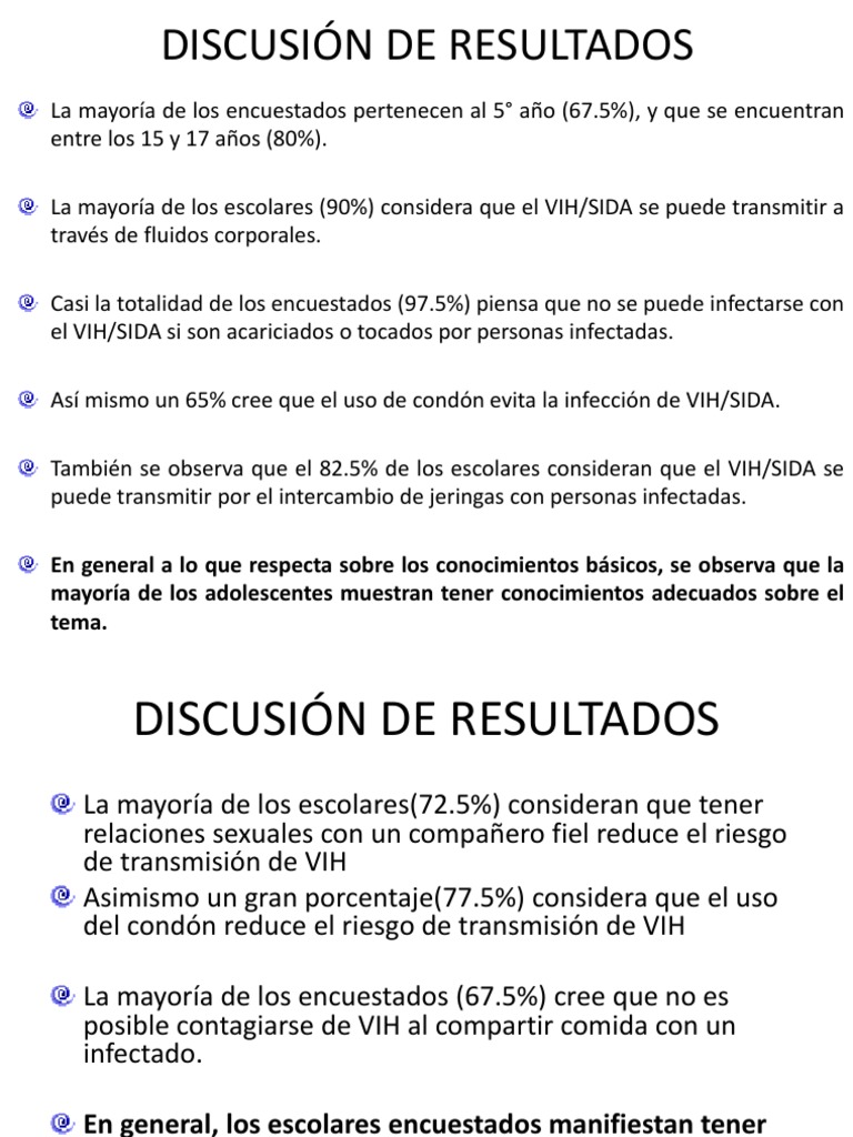 Discusión de Resultados y Conclusiones | PDF | VIH / SIDA | Condón