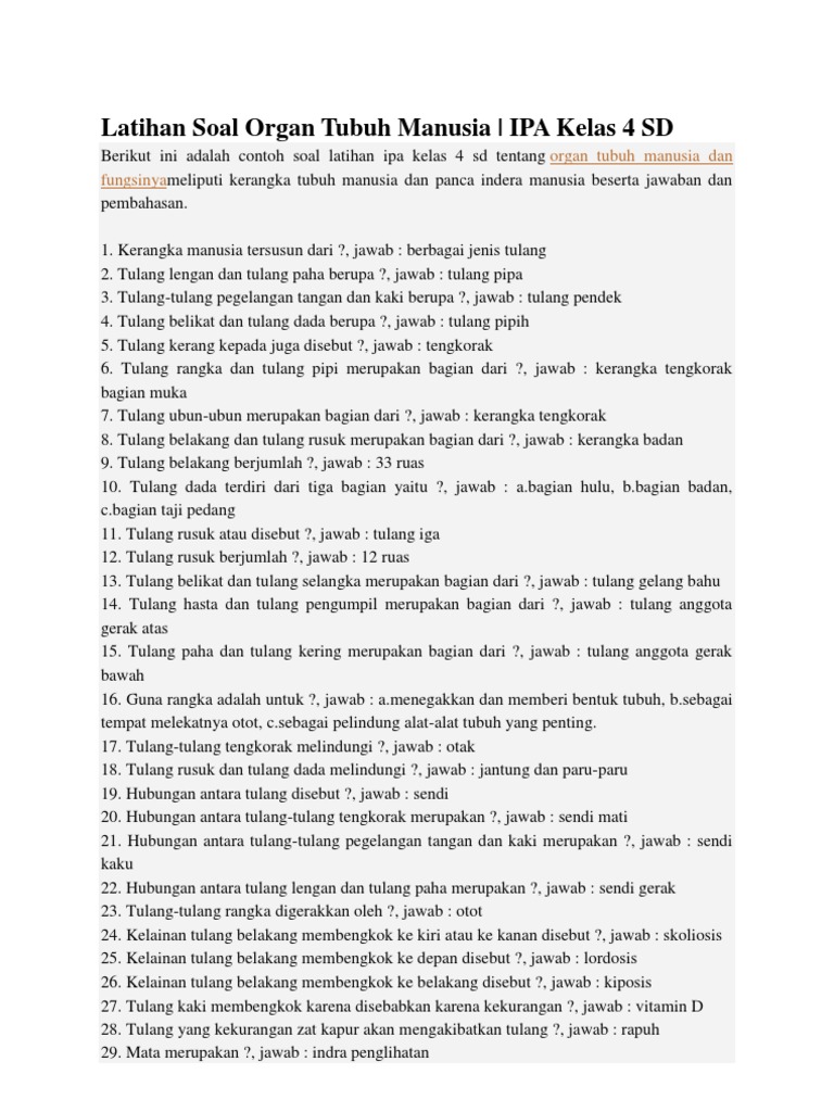 Latihan Soal An Tubuh Manusia