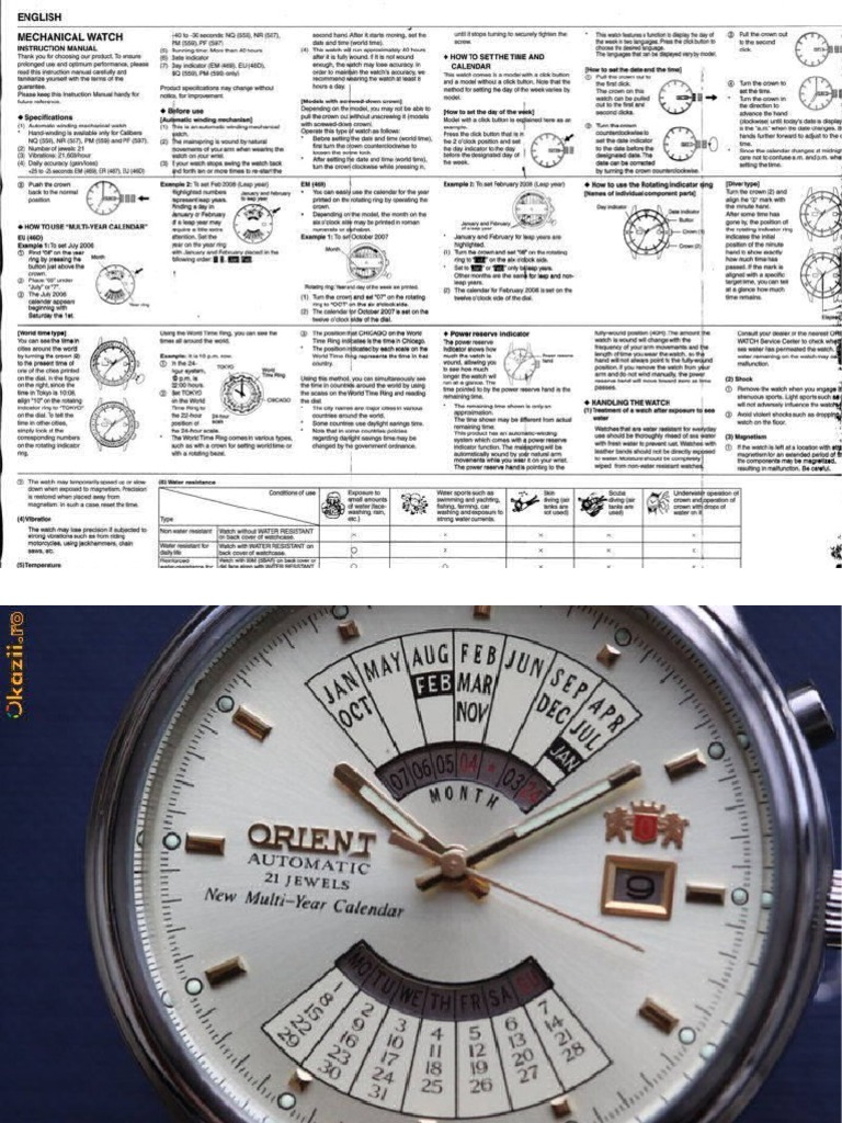 Manual Ceas Orient Multi Year Calendar PDF