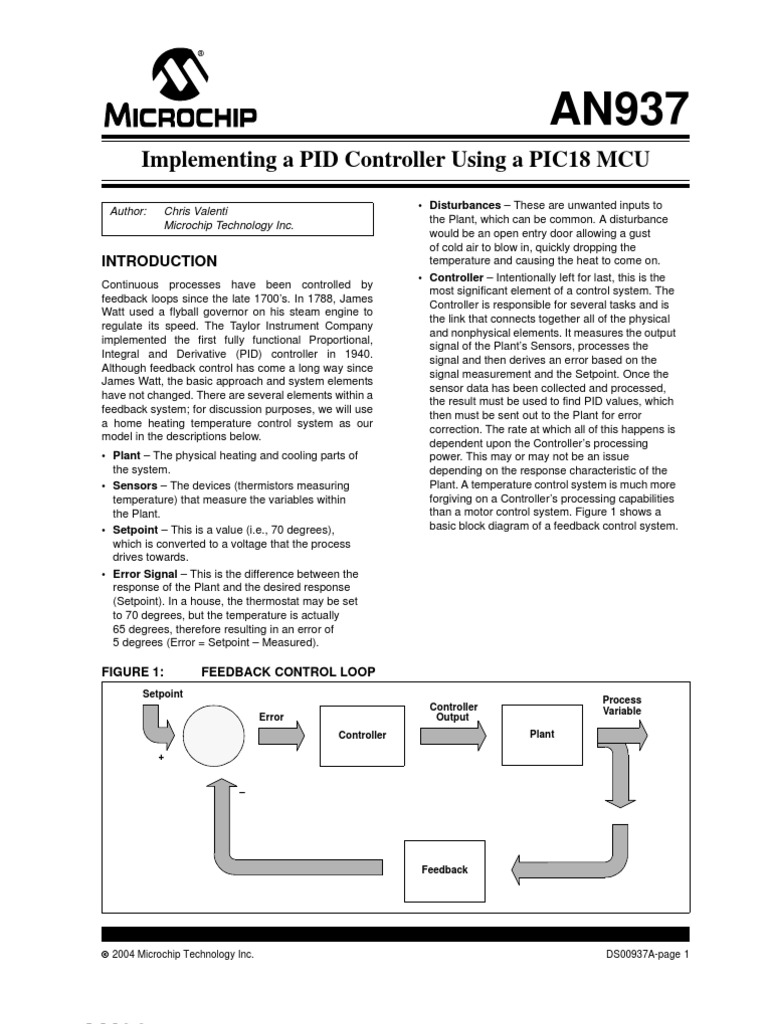 Implementing A PID Controller Using A PIC18 MCU: Author: Chris Valenti ...