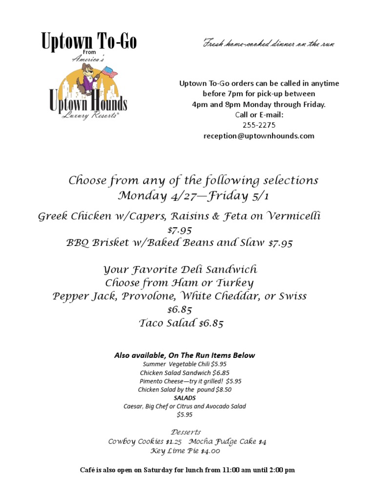 To Go Menu 04 27 09 | PDF