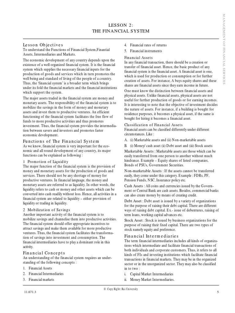 Functions of the Financial System | PDF | Financial Markets ...