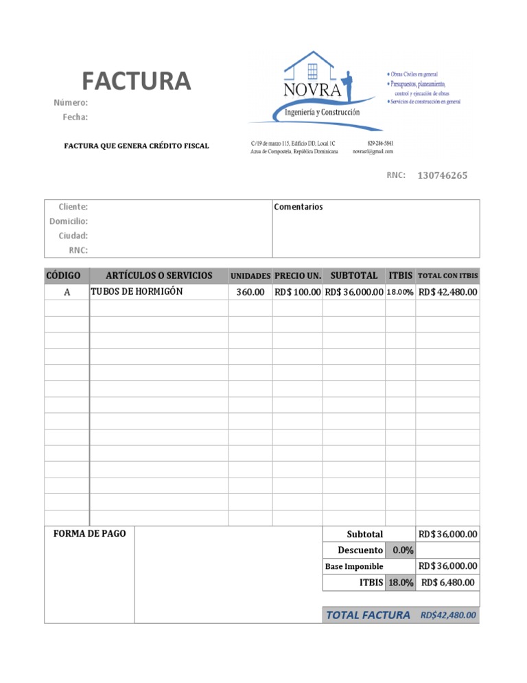 Modelo Factura Excel 01xls