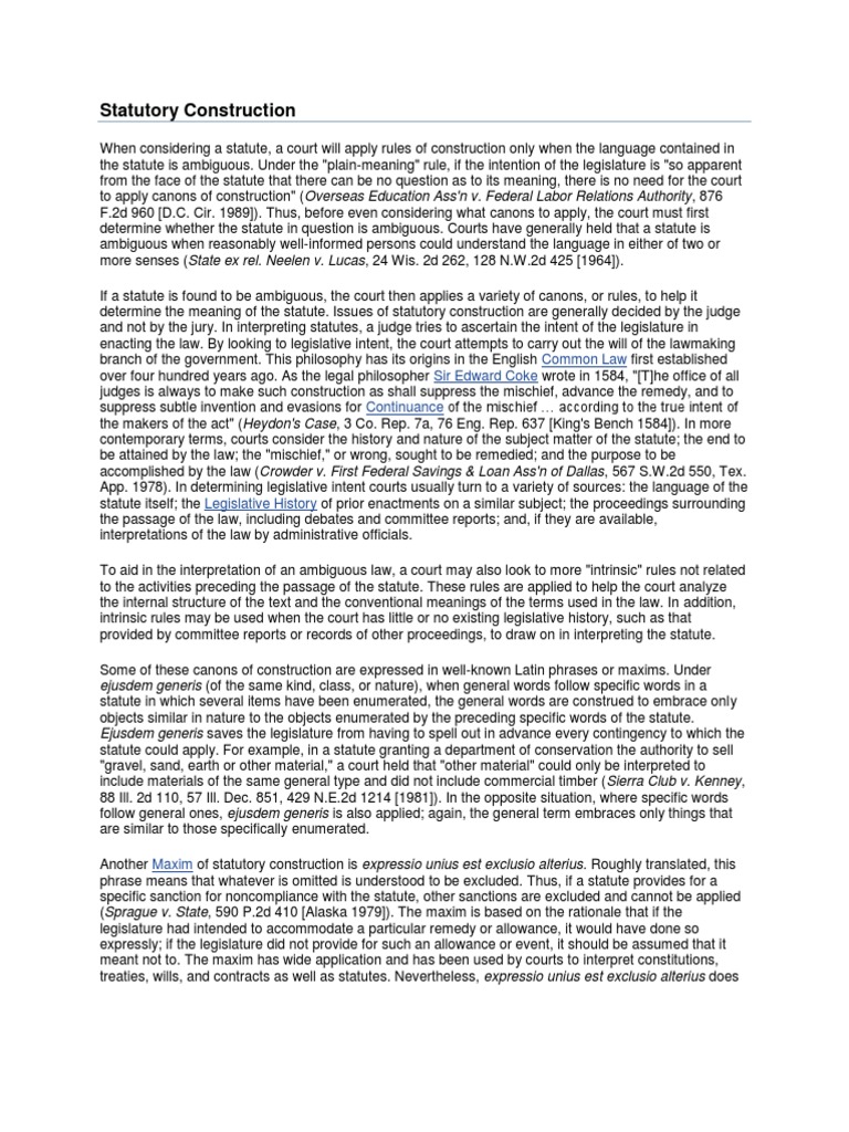 Understanding Statutory Construction Rules | PDF | Statutory ...