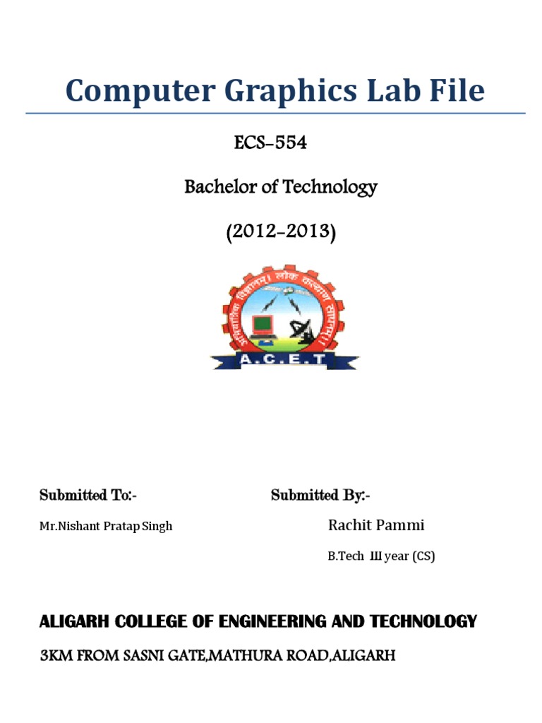Computer Graphics Lab Report ECS-554 | PDF | Art | Computers