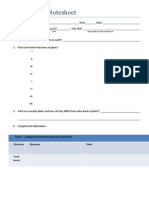 Botany Basics Notesheet: Day of Week Date If Your Project Was Late, Describe Why