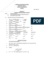 Emirates Schooling System Monthly Test # 1 Paper: Mathematics Class X