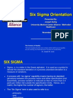 Six Sigma Orientation: Presented By: Joseph Duhig University Medical Center Alliance / Methodist Healthcare