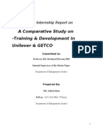 An Intersnhip Report On Traning and Development On Unilever and Getco