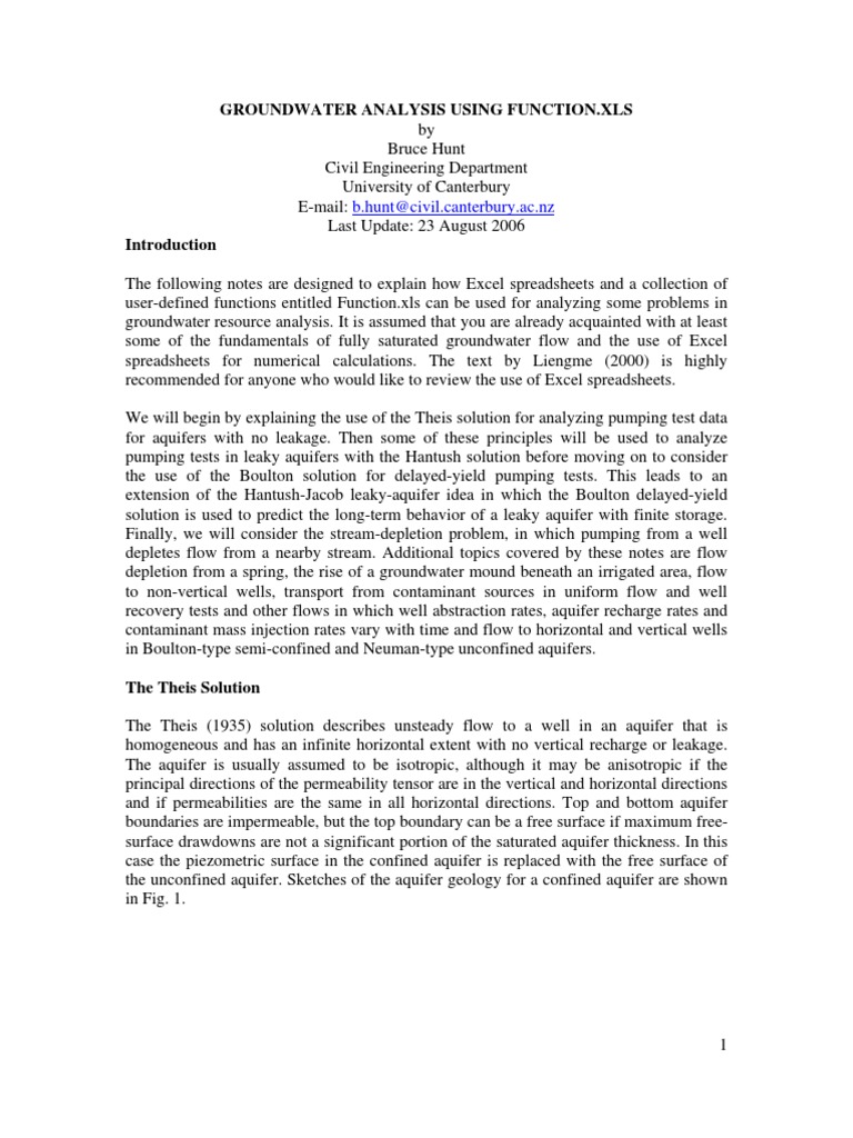 Groundwater Analysis Using Function Pdf Aquifer Groundwater