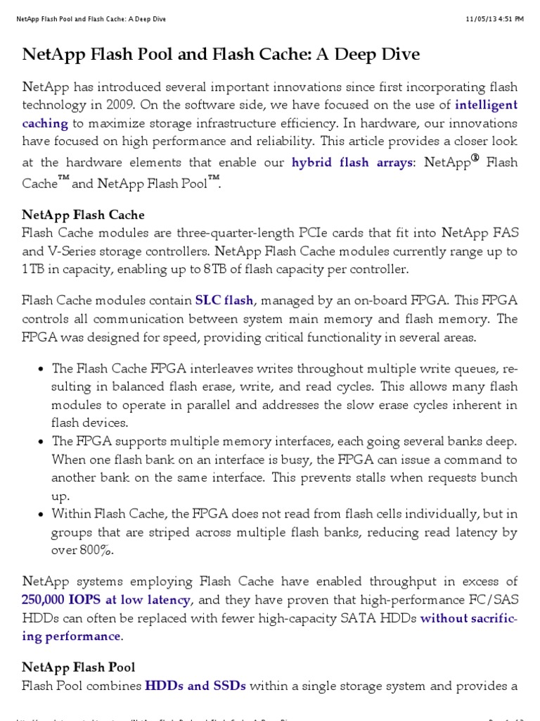 NetApp Flash Pool and Flash Cache A Deep Dive PDF Solid State