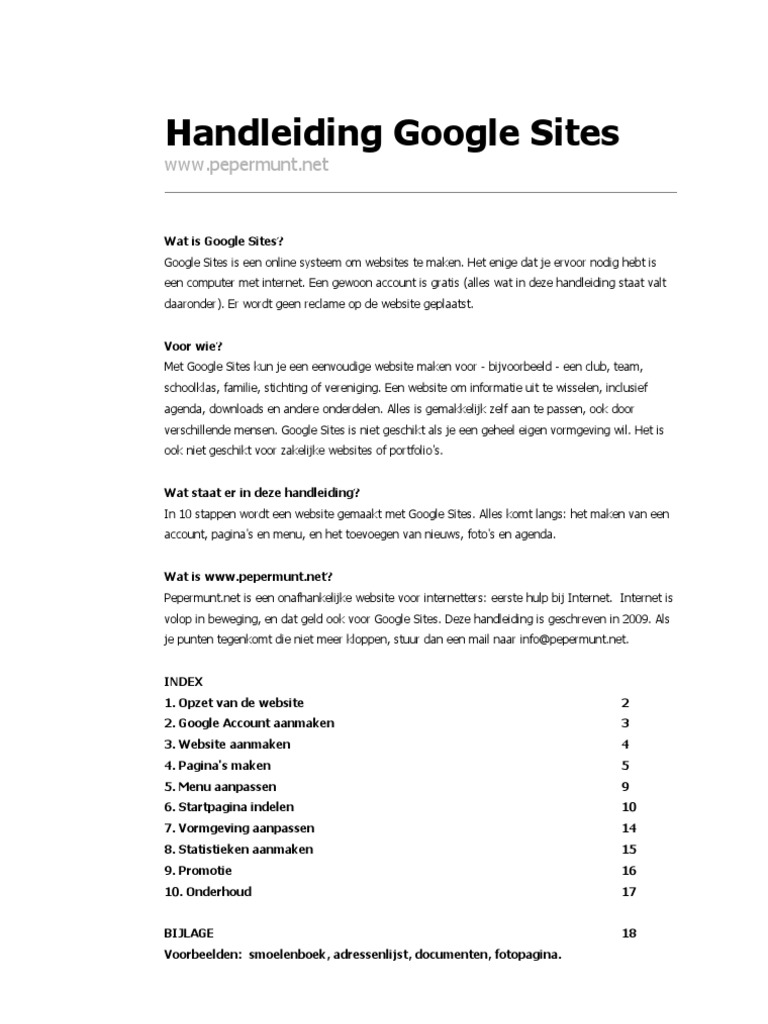 Handleiding Google Sites | PDF