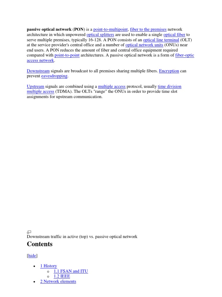 Passive Optical Network | PDF | Wavelength Division Multiplexing ...