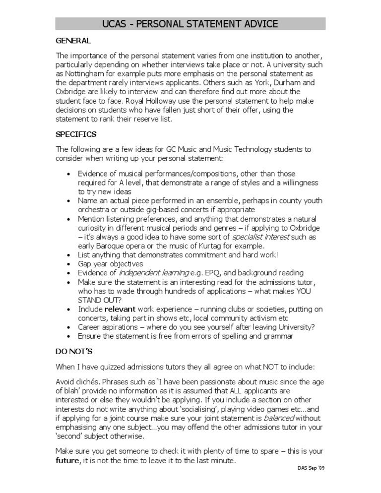 structure of a personal statement ucas