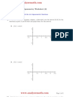 Trigonometry Worksheet (2) : Graph The Six Trigonometric Functions