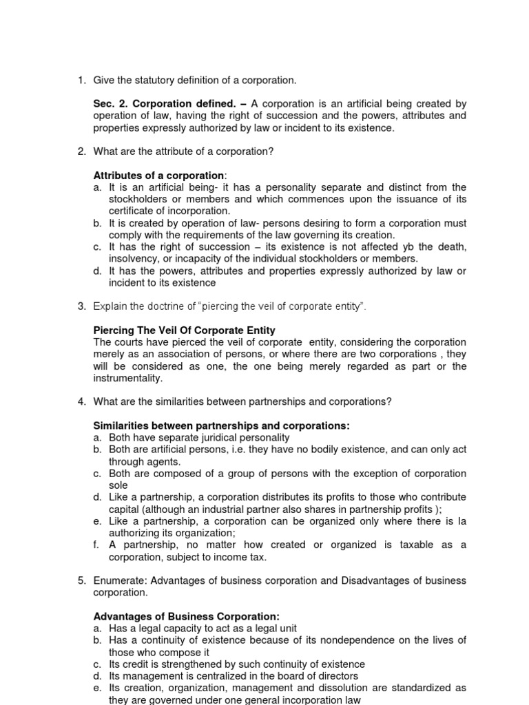 Sec. 2. Corporation Defined. A Corporation Is An Artificial Being