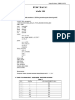 Percobaan I Modul I/O: A. Tuliskan Untuk Membuat LED Berjalan Dengan Alamat Port B