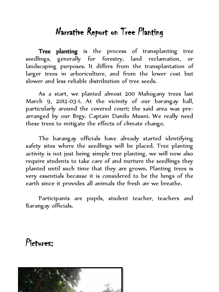 Narrative Report on Tree Planting