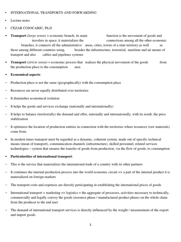 International Transport and Forwarding Overview | PDF | Bill Of Lading ...