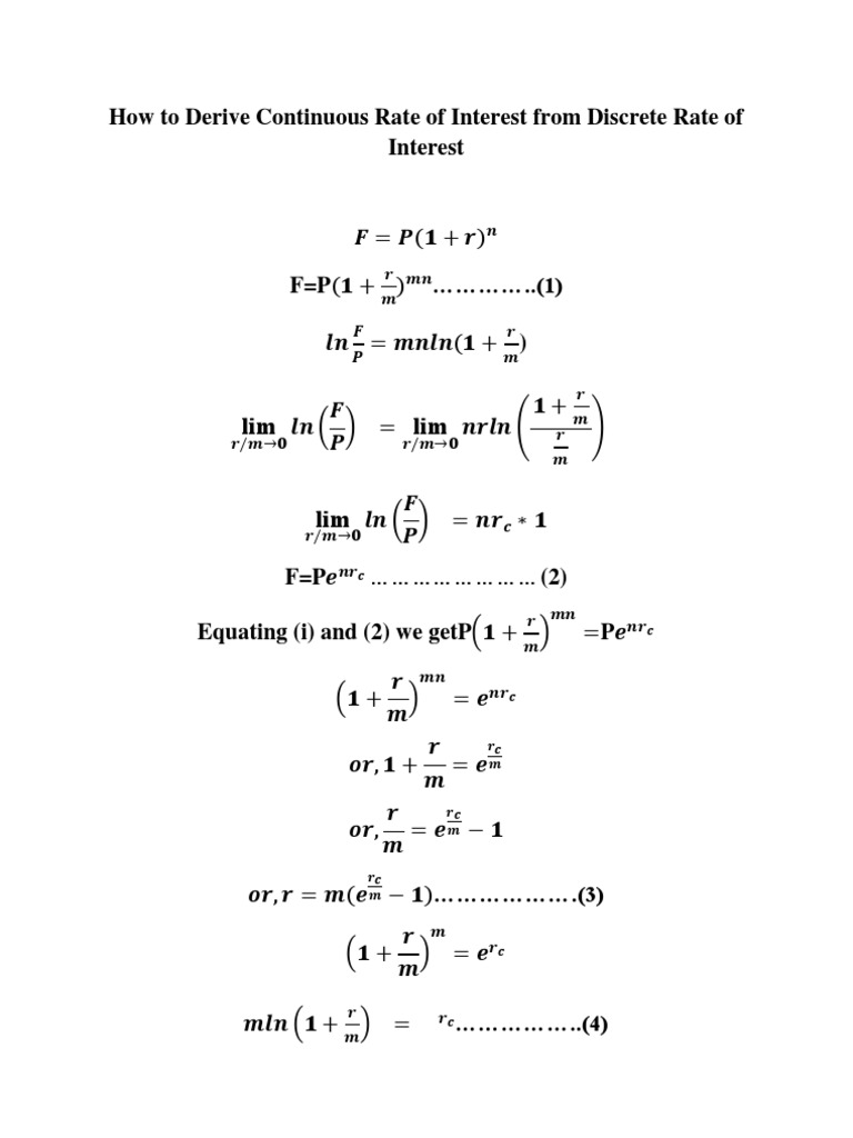 How To Derive Continuous Rate of Interest From Discrete Rate of ...