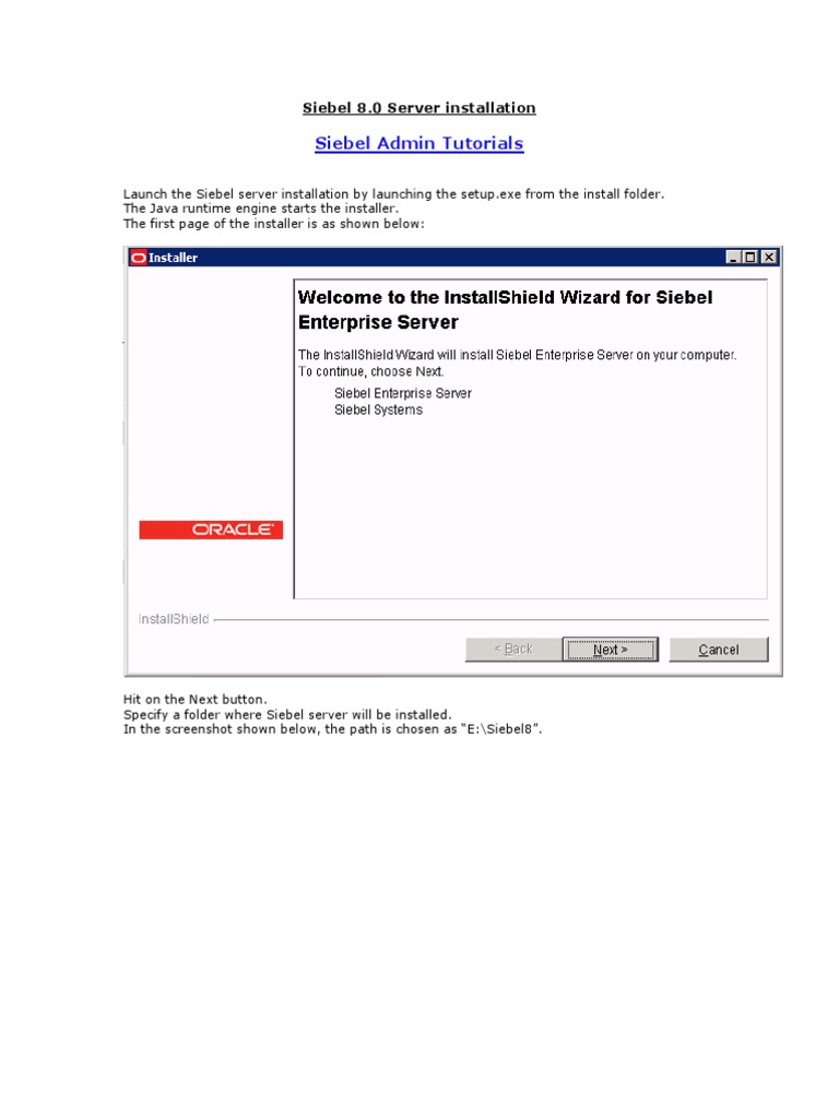 Siebel Enterprise Server Installation Screenshots | PDF | Command Line ...
