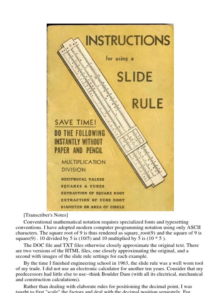 Instructions For The Use of A Slide Rule PDF Multiplication Pound