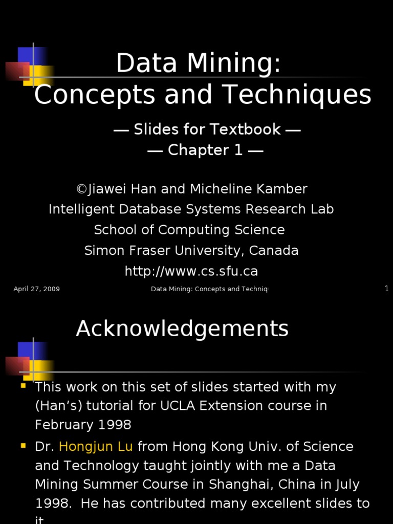 Data Mining: Concepts and Techniques: - Slides For Textbook - Chapter 1 ...