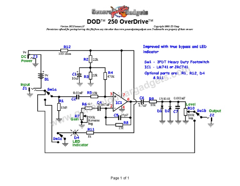 DOD 250 OverDrive Schematic Guide | PDF