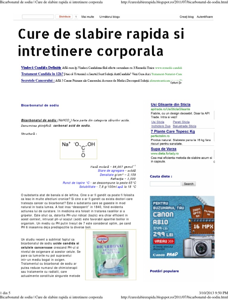 Bicarbonatul De Sodiu Cure De Slabire Rapida Si Intretinere