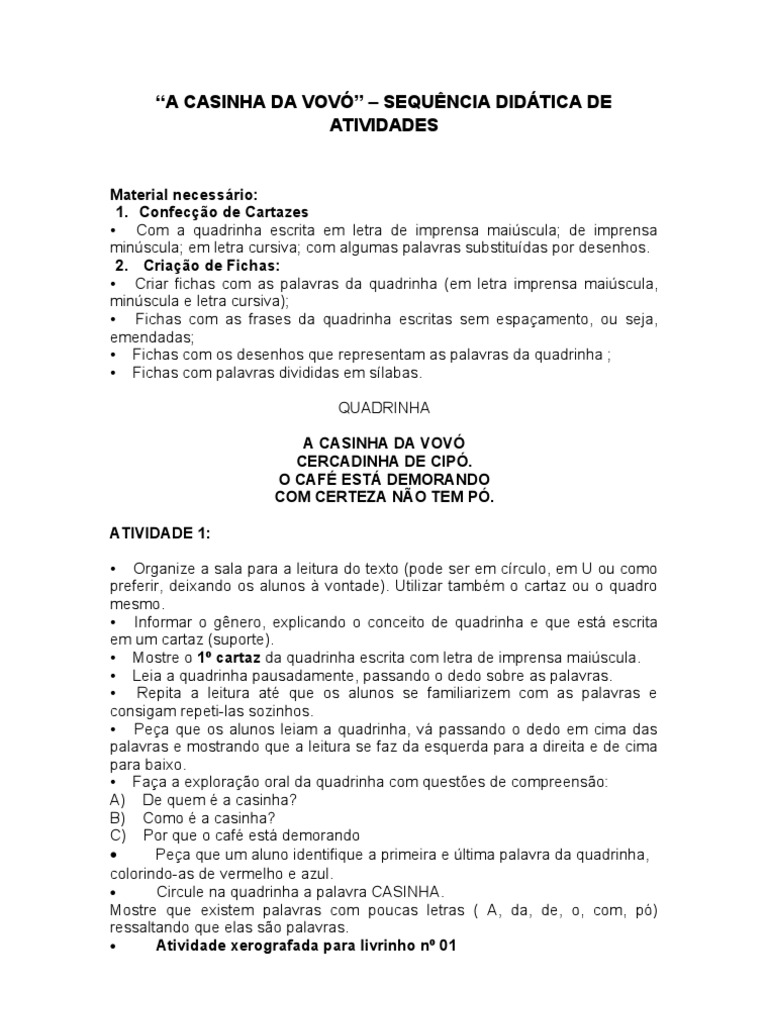 A casinha da vovo letra quando