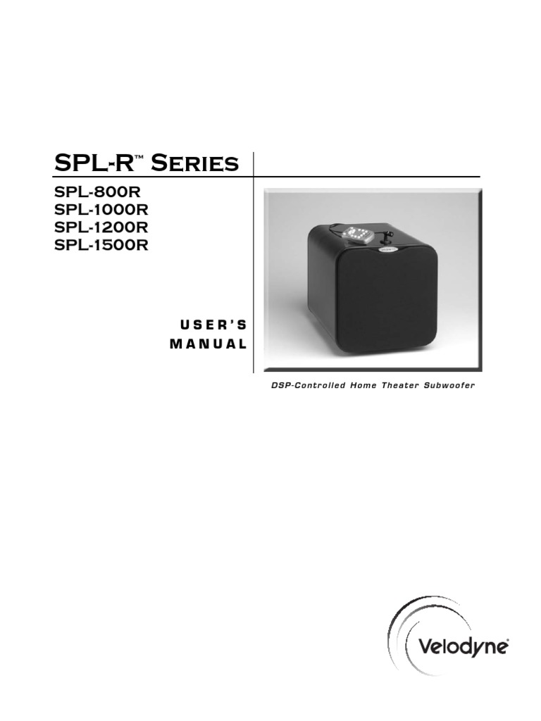 Velodyne SPL-R Manual English | PDF | Loudspeaker | Equalization (Audio)