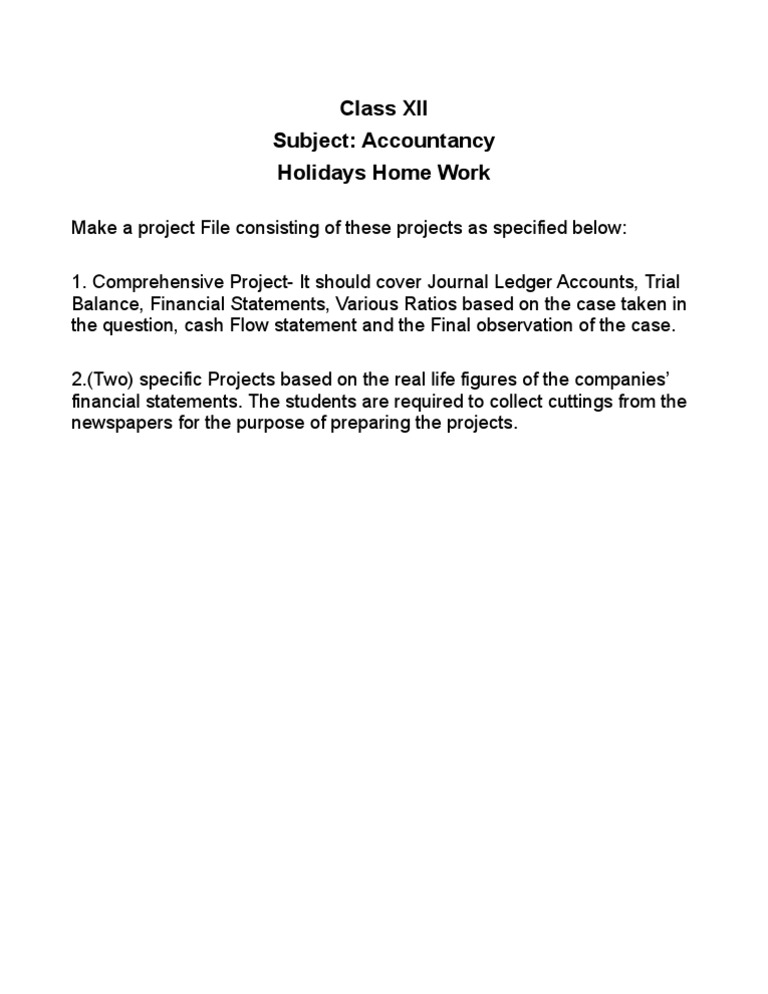Class XII Accountancy Project Guide | PDF
