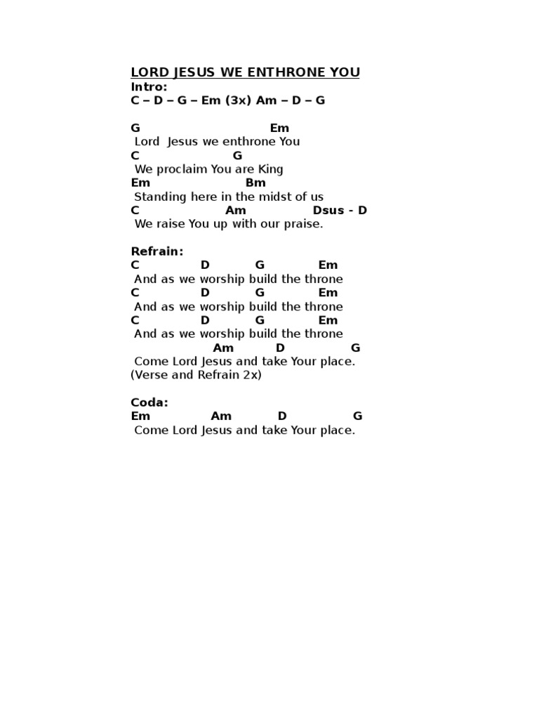 Lord Jesus We Enthrone You PDF