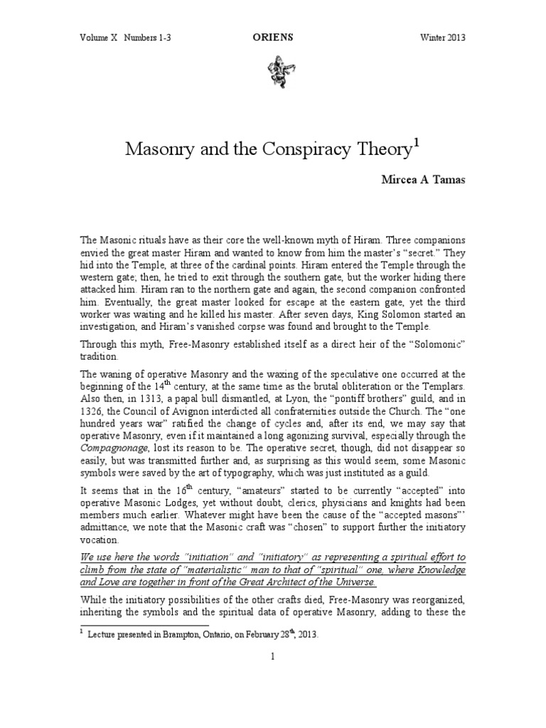 Masonry and The Conspiracy Theory PDF Holy Grail Freemasonry
