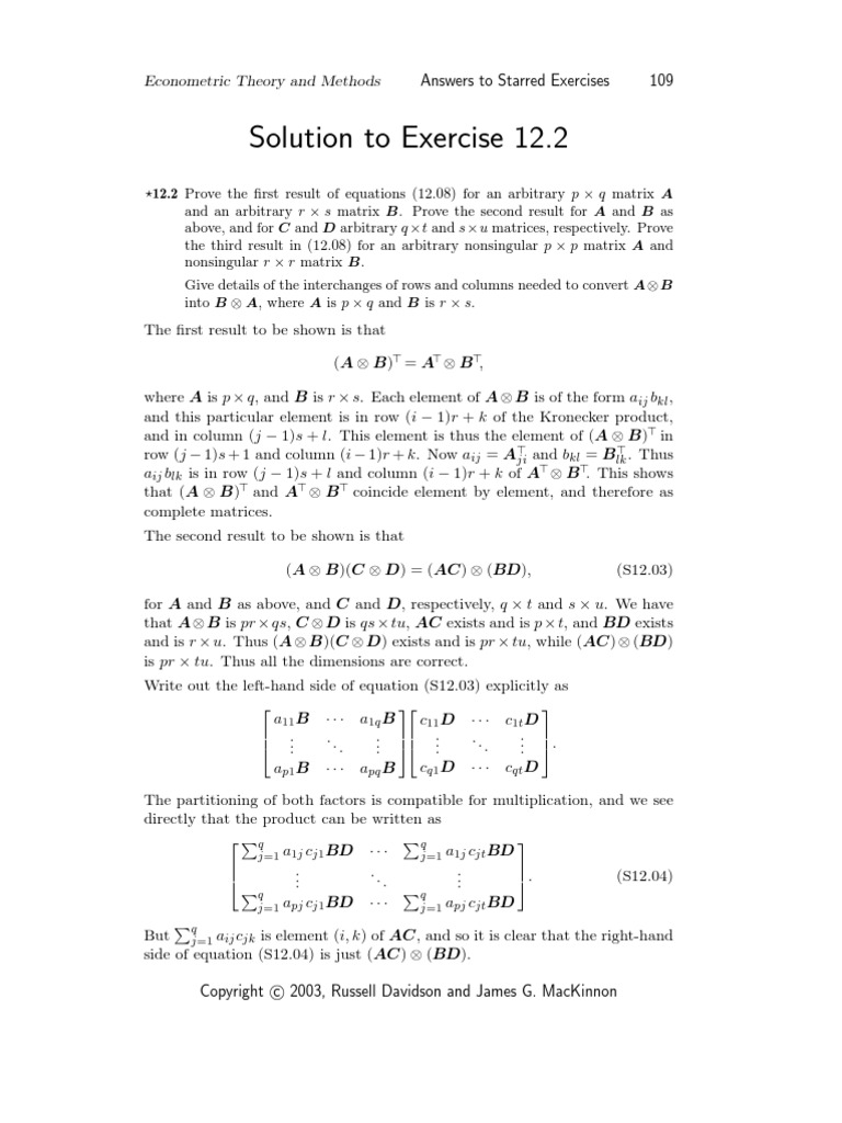 Exercise 122 Matrix Mathematics Abstract Algebra - 