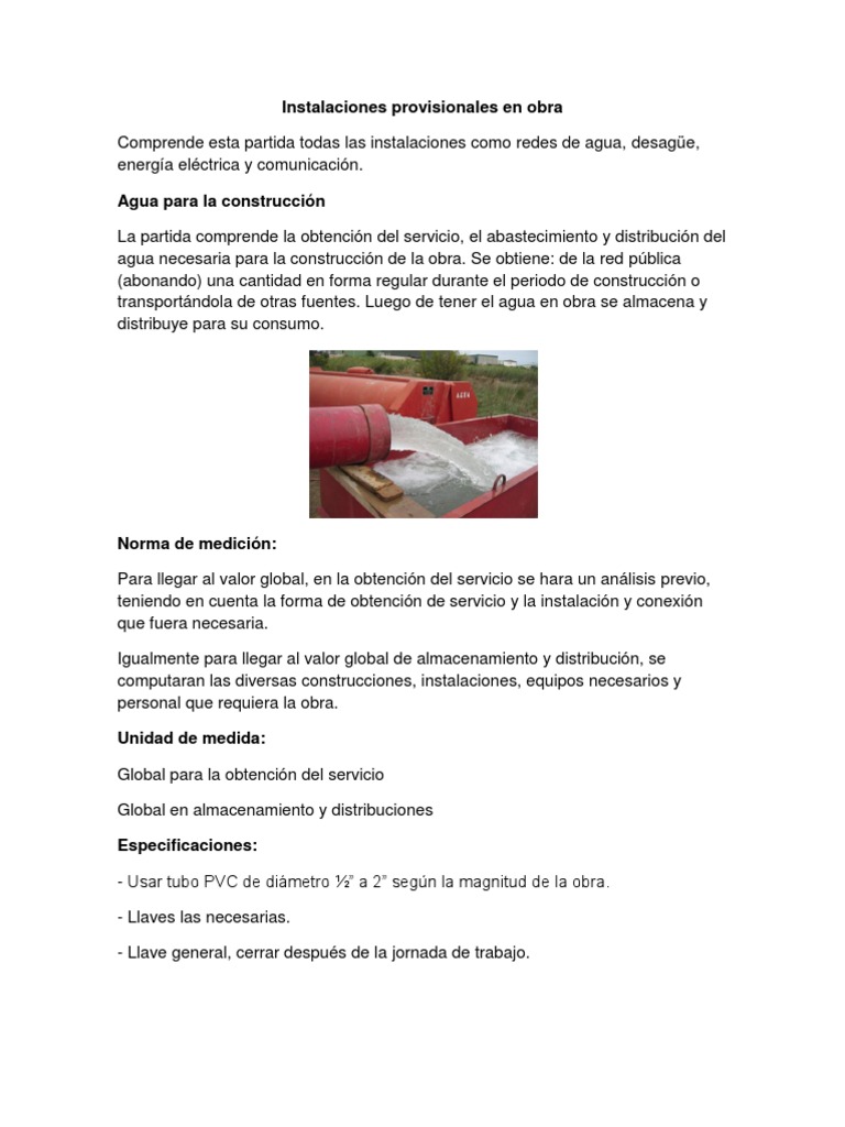 Instalaciones Provisionales Aguas Residuales Agua
