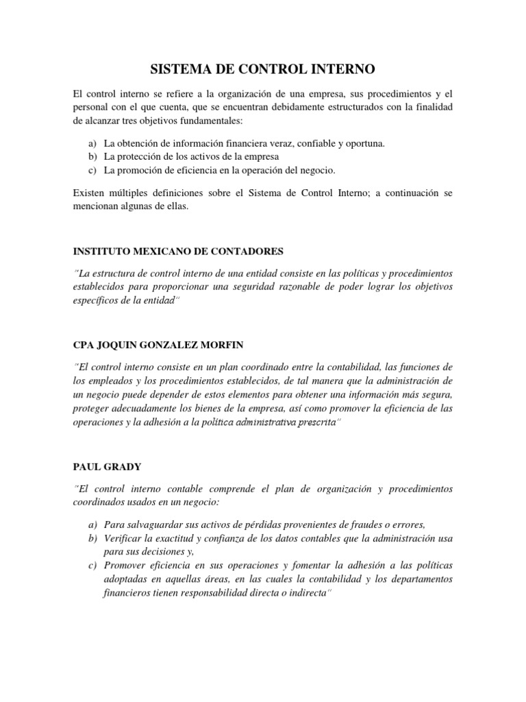 Sistema de Control Interno | PDF | Contabilidad | Bancos