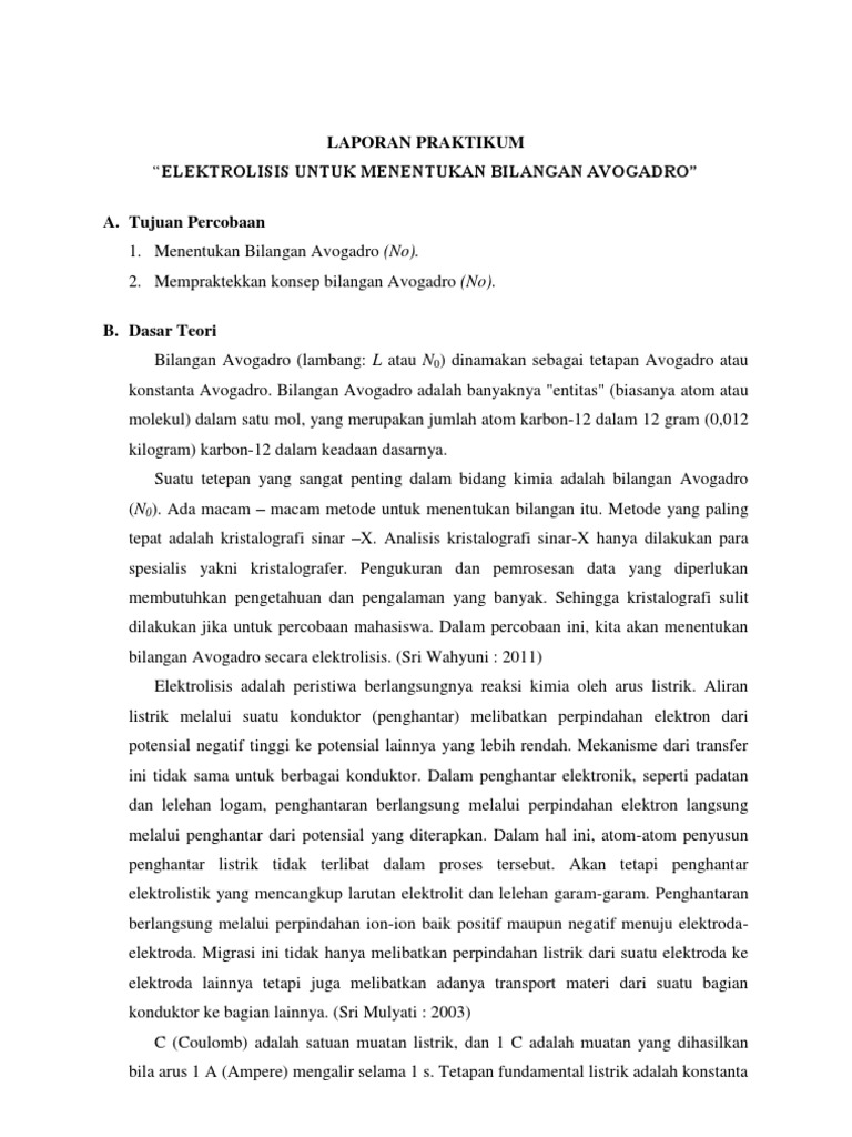 Laporan Praktikum Kimia Fisik Bilangan Avogadro Docx
