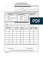 Leave Report Form: Position Type Contract Period Type of Leave