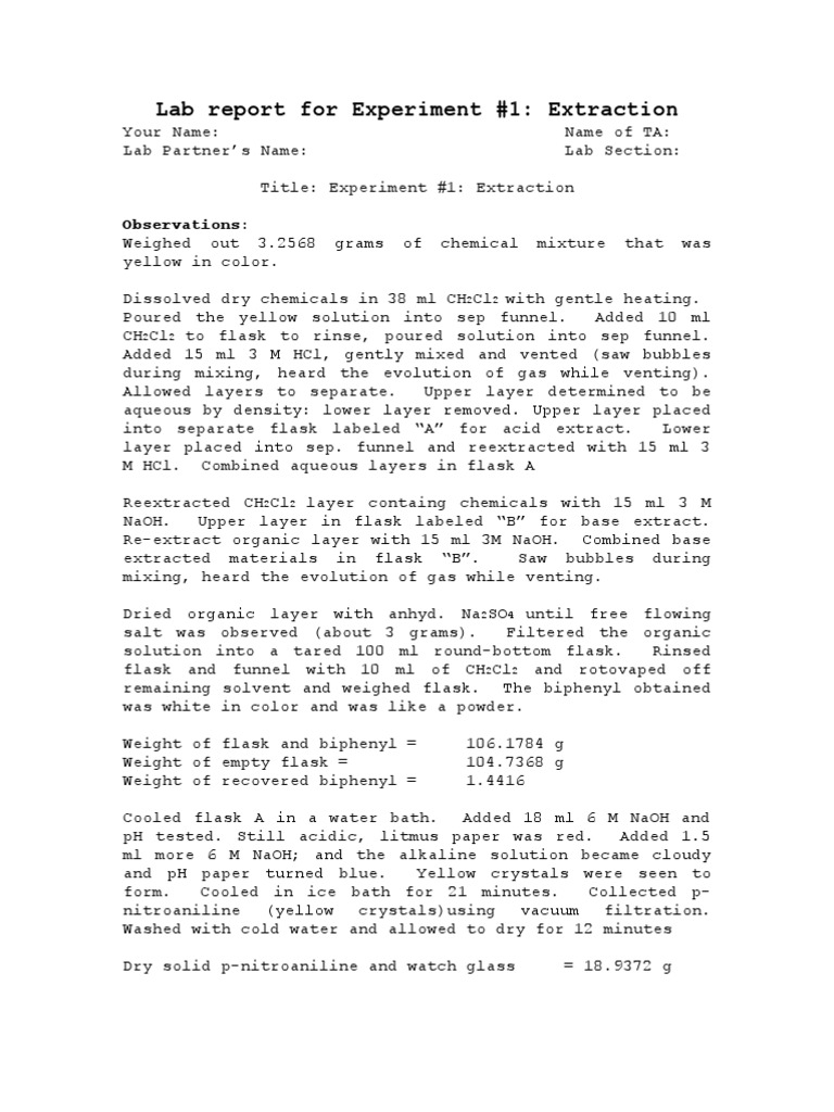 Postlab For Experiment 1 Acid Sodium Hydroxide