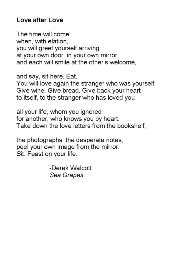 Love After Love by Derek Walcott | PDF | General Fiction