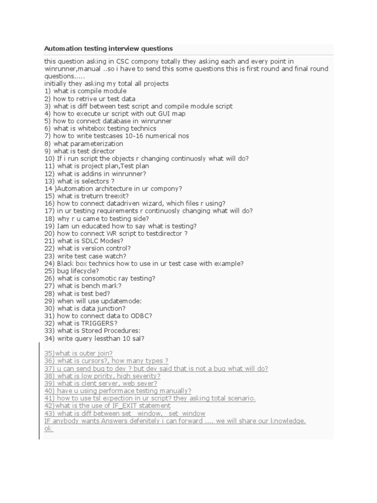 Automation Testing Interview Questions PDF  Server & 