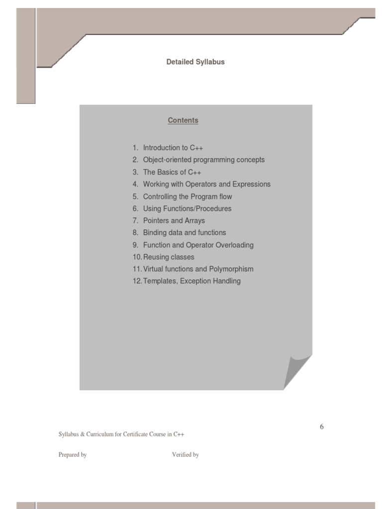 C++ Certificate Course Syllabus | PDF | Career & Growth | Computers