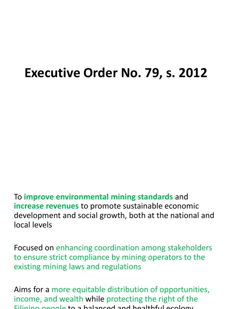 Executive Order No 79 Mining Protected Area