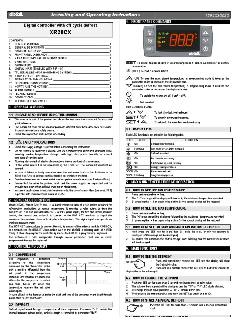 Dixell XR20CX | PDF | Relay | Power Supply